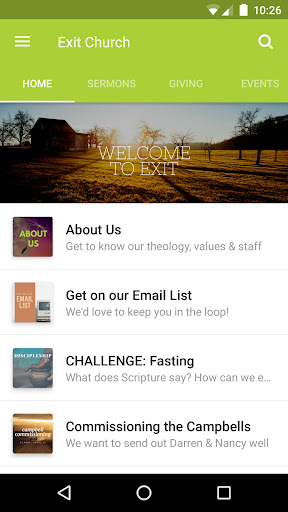 Android application Exit Church screenshort