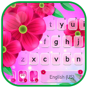 Bright Pink Floral Keyboard Background