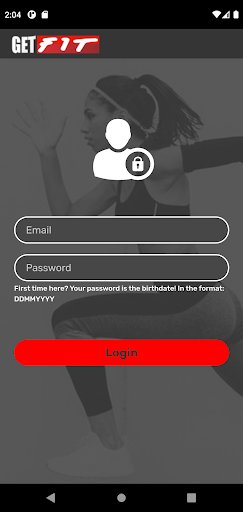 Android application Get Fit screenshort