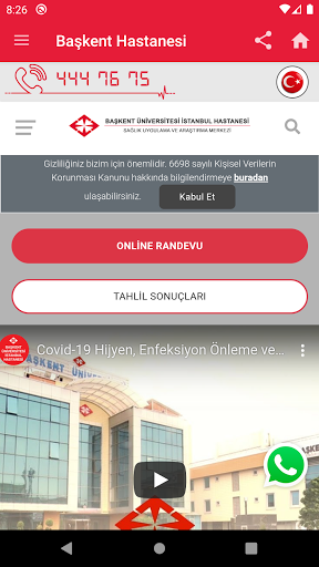 Android application Başkent Sağlık screenshort