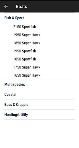 Crestliner Product Guide Screen 3