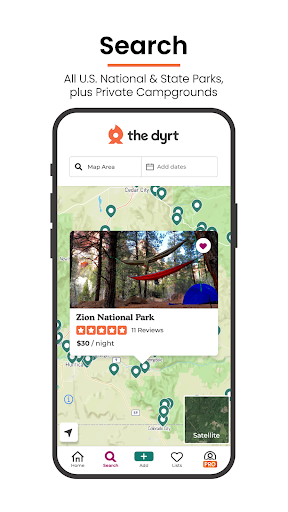 Android application The Dyrt: Tent & RV Camping screenshort