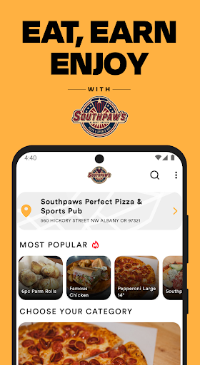 Screenshot of Southpaws Pizza