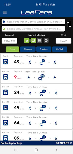 Lee County Transit Mobile App Screen 3