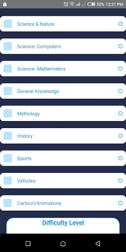 Android application Izzy Quiz screenshort