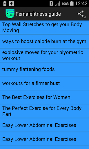 Android application Female fitness guide screenshort