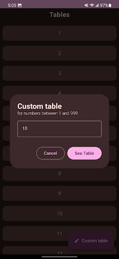 Maths Tables - 1 to 999 Screen 2