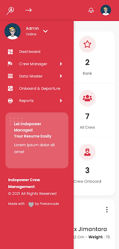 Android application INDOPOWER Crew Management screenshort