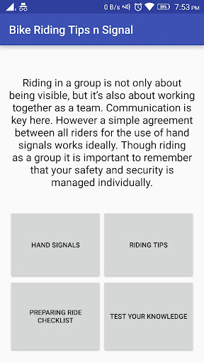 Android application Bike Riding Tips n Signal screenshort