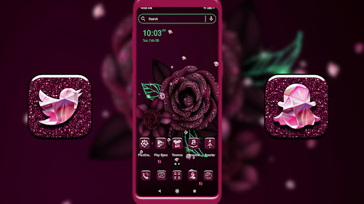 Android application Giltter Rose Launcher Theme screenshort