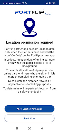 Android application Portflip Partner Driver App screenshort