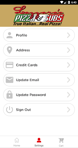 Screenshot of Lazzara’s Pizza