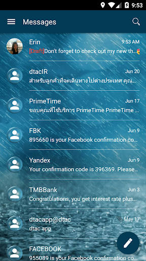SMS Messages Bubble Rain Theme Screenshot 3 - AppWisp.com