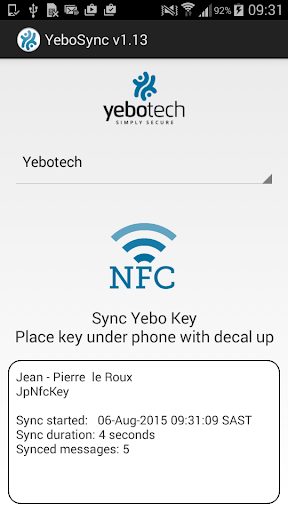 Android application YeboSync screenshort