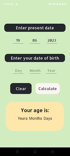 Age calculator Screen 2
