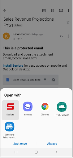Android application Seclore screenshort
