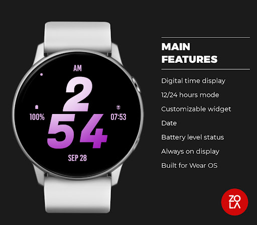 Soft Purple Bold Watch Face Screen 2