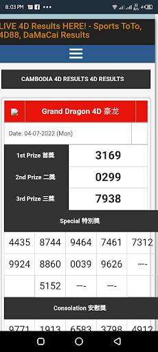 Android application Magnum 4d Result Today screenshort