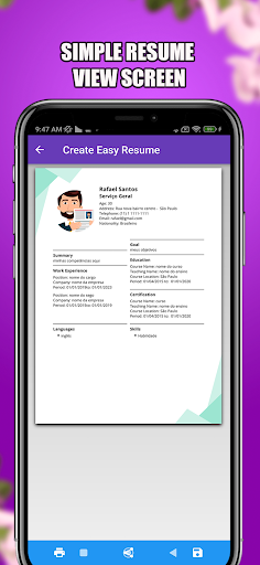My Easy and Simple Resume Screen 3