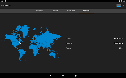 Screenshot of GPS Monitor: satellite data