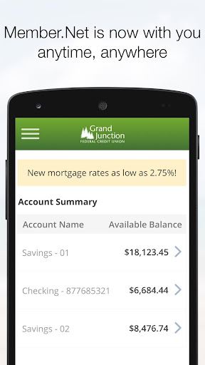Android application GJFCU Member.Net screenshort