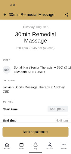 Jackies Sports Massage Screen 3