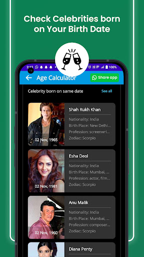 Screenshot of Age Calculator & Horoscope App