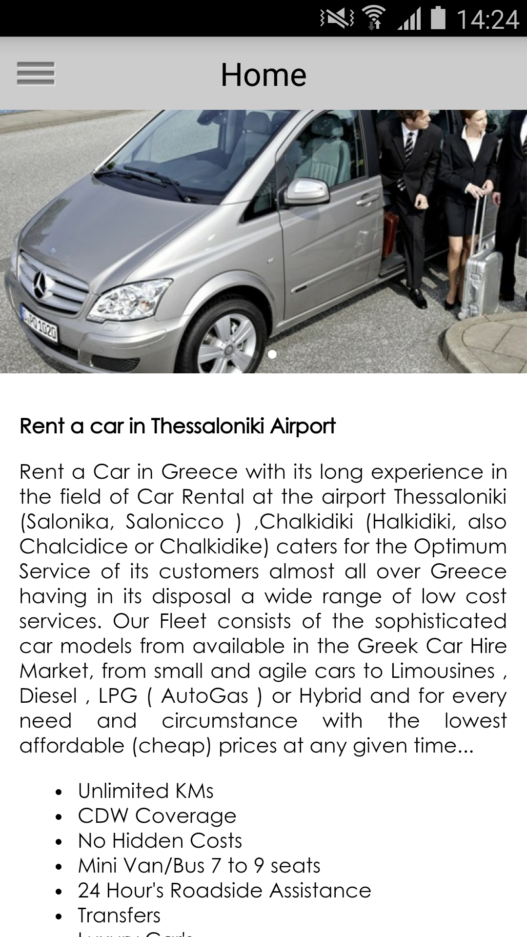 Android application Rent a Car in Greece screenshort