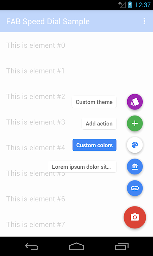 FAB Speed Dial Sample Screen 2