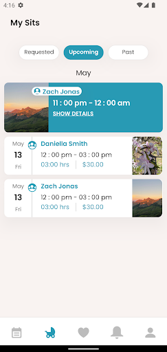 Android application Dani: Babysitter Booking screenshort