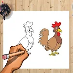 Cover Image of ダウンロード How to Draw Rooster And Other Farm Animal Tutorial 1.0 APK