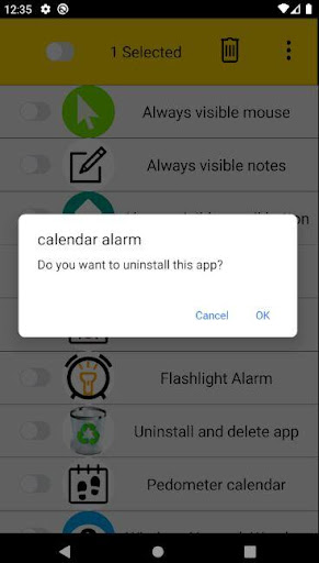Uninstall and delete app Screen 2