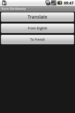 Android application Euro Dictionary screenshort