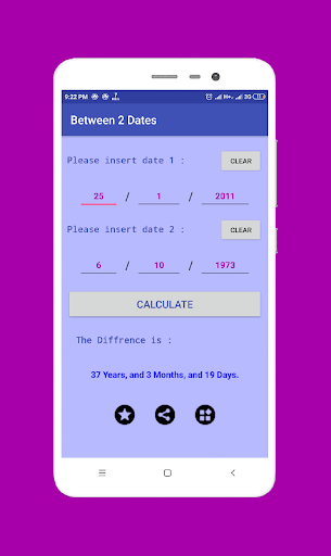 Android application Between 2 Dates screenshort
