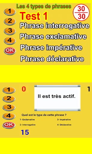 Android application Apprendre les types de phrases screenshort