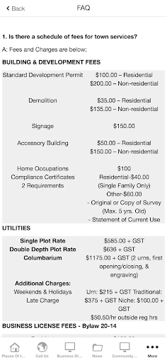 Town of Vermilion App Screen 3