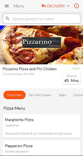 Android application Pizzarino screenshort
