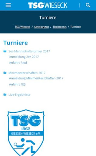 TSG Gießen-Wieseck Tischtennis Screen 2