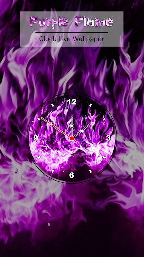 Purple Flame Clock Wallpaper Screen 2