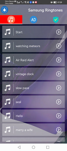 Android application Samsung Ringtones screenshort