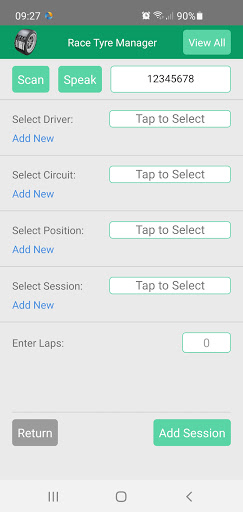 Android application Race Tyre Manager screenshort