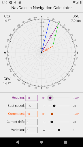 Android application NavCalc screenshort