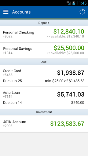 Android application Town & Country FCU Mobile screenshort