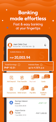 SeaBank PH - Fast&Easy Banking Screen 2