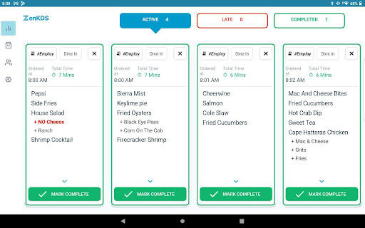 Android application Kitchenbot KDS screenshort