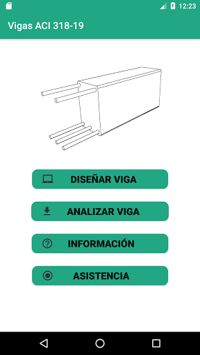 Android application Diseño de vigas ACI 318 - 19 screenshort