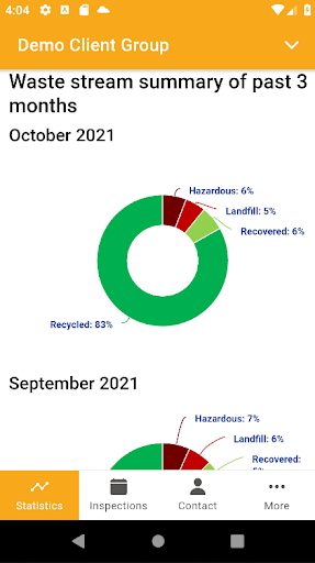 Android application WastePlan Statistics screenshort