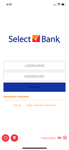 Android application Select Bank screenshort