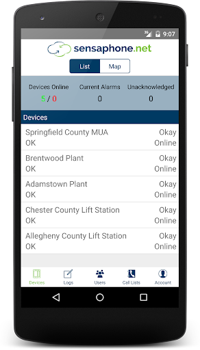 Android application Sensaphone screenshort