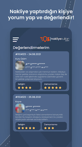 Android application nakliyekullan screenshort